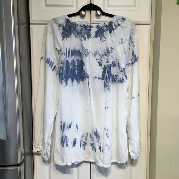 Vintage America Tie Dye Scoop Tie Neck Tunic - Picture 2 of 4